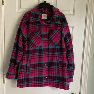 Ashley By 26 International Pink and Teal Plaid Jacket